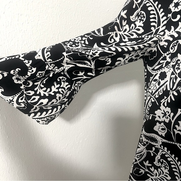 Talbots Women’s Size 8P Crepe Shift Lined Black & White Dress Paisley Print EUC - Picture 4 of 10